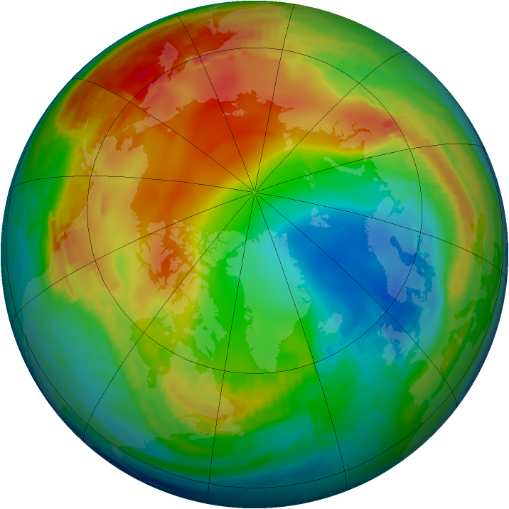 Arctic ozone map for 21 January 1992